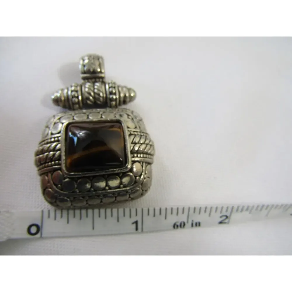 Silver Brown Tigers‎ Eye Topaz Pendant 1